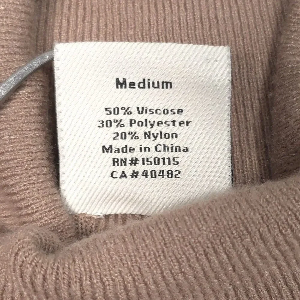 VARLEY Women’s Size M RAVENA Rib Knit High Neck Top Viscose Blend Fungi VAR02172